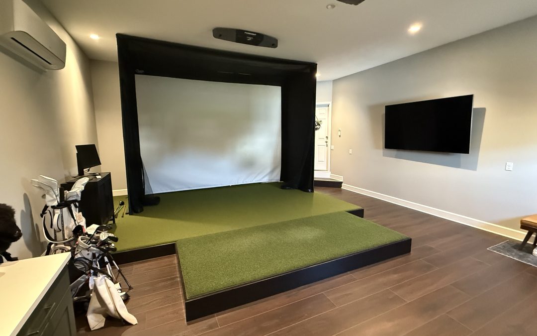 in-home golf simulator room built in Rochester, NY