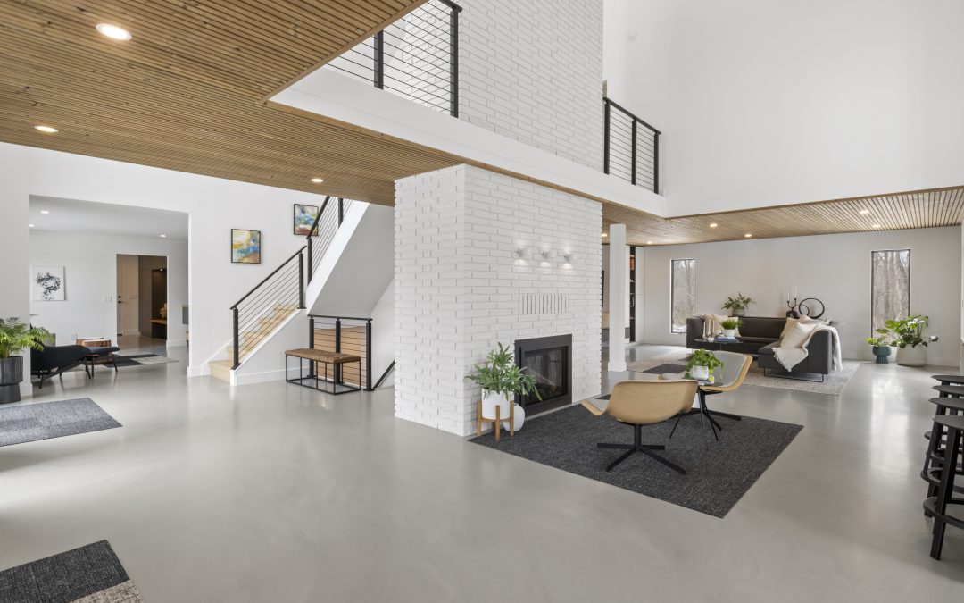 Modern home in Rochester, NY with polished concrete floors